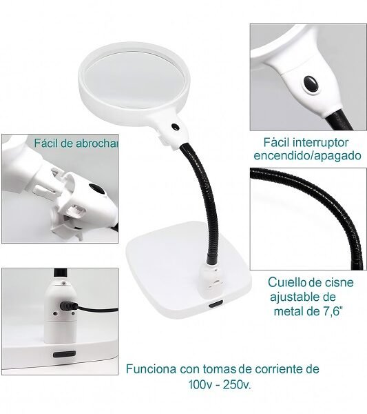 lupa con base 10x con luz led cod7764