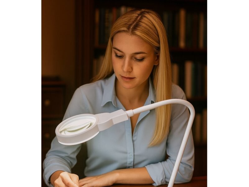 lupa con base y luz led 3x/4.5x cod7028