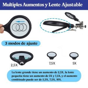 lupa con agarres para soldar + luz led cod16129c