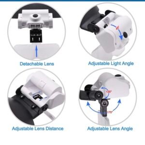 lupa vincha con varios aumentos luz led cody82000jc