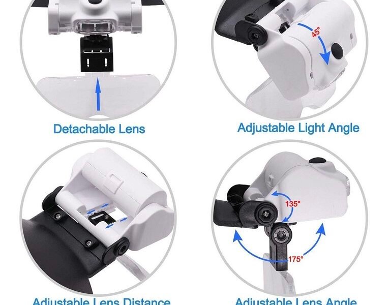 lupa vincha con varios aumentos luz led cody82000jc