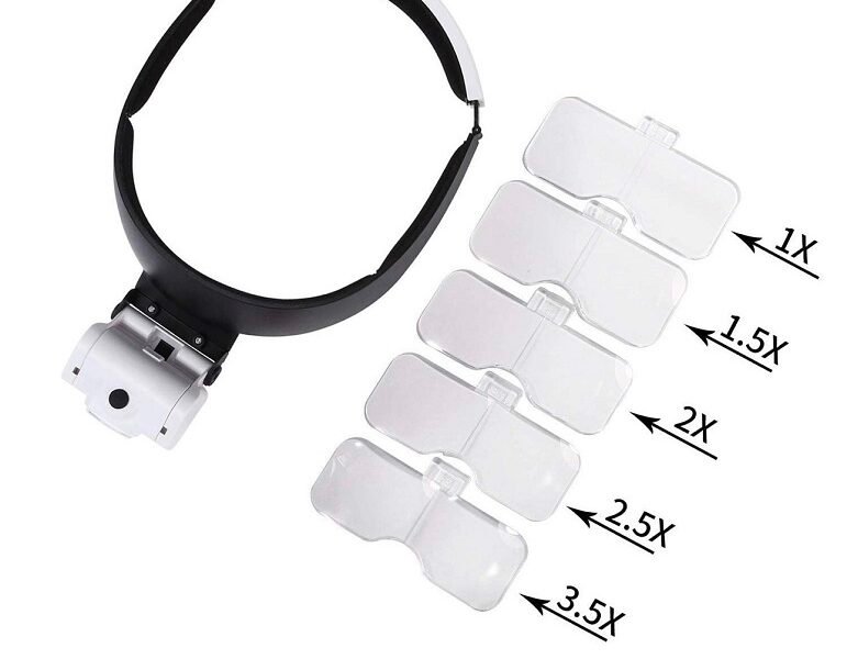 lupa vincha con varios aumentos luz led cody82000jc