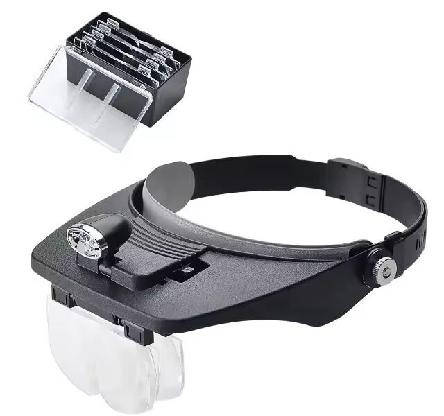 lupa vincha con 4 lentes +luz cod81001e