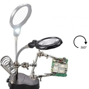 lupa de mesa con agarres para soldar + luz led modelo cod16126a lupa de mesa con agarres para soldar + luz led modelo cod16126a