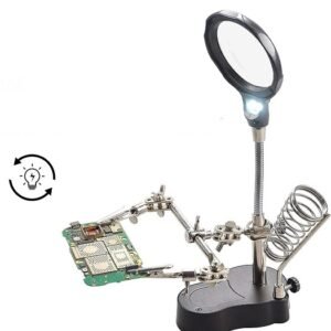 lupa de mesa con agarres para soldar + luz led modelo cod16126a lupa de mesa con agarres para soldar + luz led modelo cod16126a