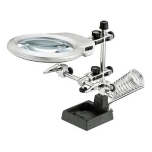 lupa de mesa con agarres para soldar + luz led cod16129a