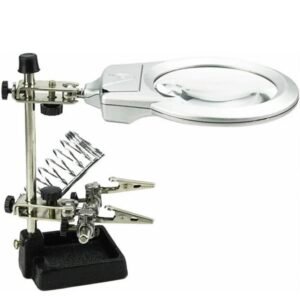 lupa de mesa con agarres para soldar + luz led cod16129a lupa de mesa con agarres para soldar + luz led cod16129a