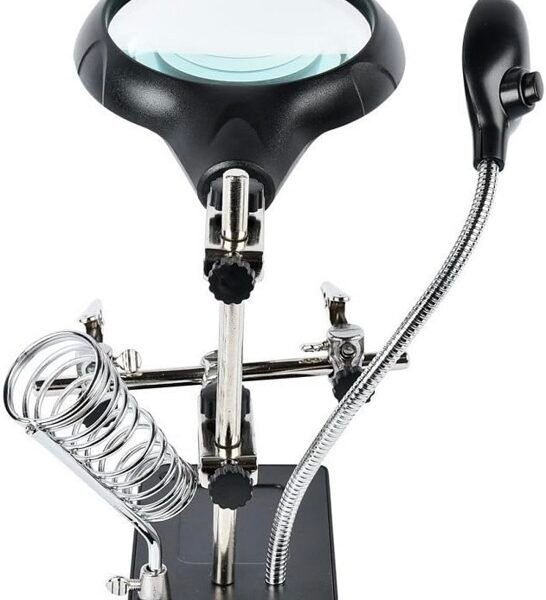 lupa con agarres para soldar + luz led cod16129c