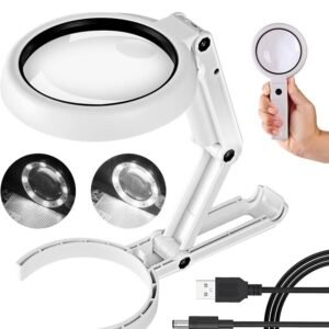 lupa de mano y mesa con luz usb codfs75rc