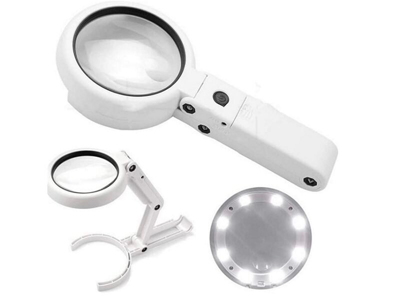 lupa de mano y mesa con luz usb codfs75rc