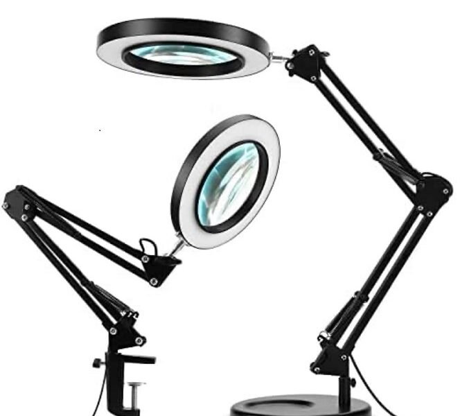 lupa de mesa con led y morsa 5x aumento codn2pcxs