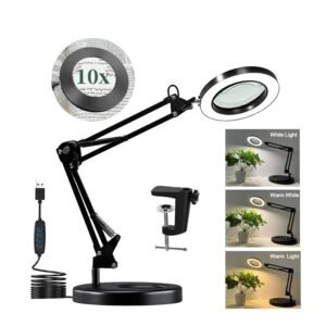 lupa de mesa con led y morsa 5x aumento codn2pcxs