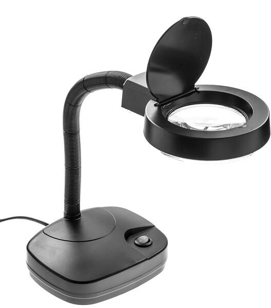 lupa de mesa con luz 12w bifocal 3x 8x codlt86d