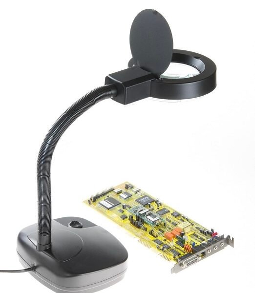 lupa de mesa con luz 12w bifocal 3x 8x codlt86d