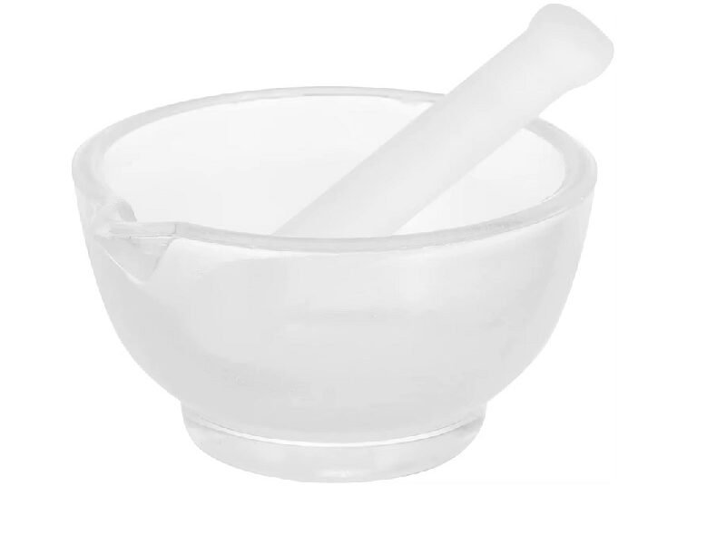 mortero de vidrio para química