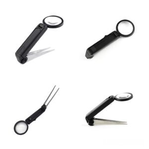 lupa de mano con brusela y luz led codigo 17134