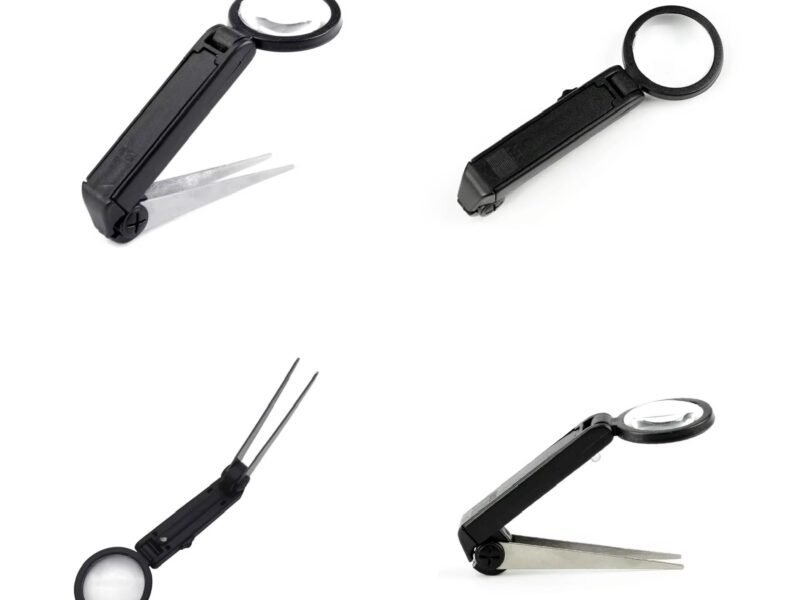 lupa de mano con brusela y luz led codigo 17134