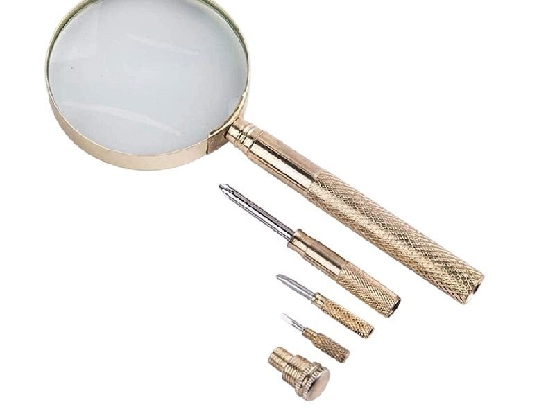 lupa con juego de destornilladores 5x aumento codigo 599910