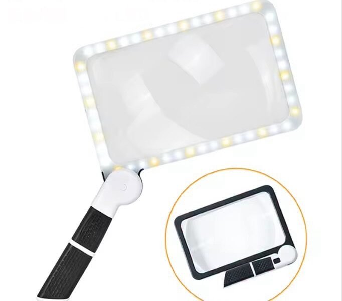 lupa de mano fresnel con luz led codigo 6185