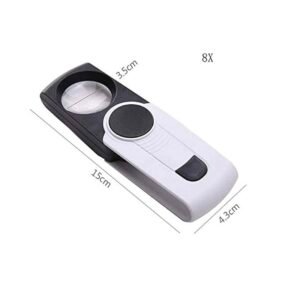 lupa de mano plegable aumento 8x con luz led codigo th518b lupa de mano plegable aumento 8x con luz led codigo th518b