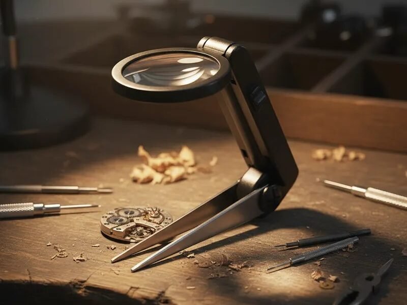 lupa de mano con brusela y luz led cod17134