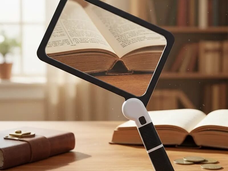 lupa de mano fresnel con luz led cod6185