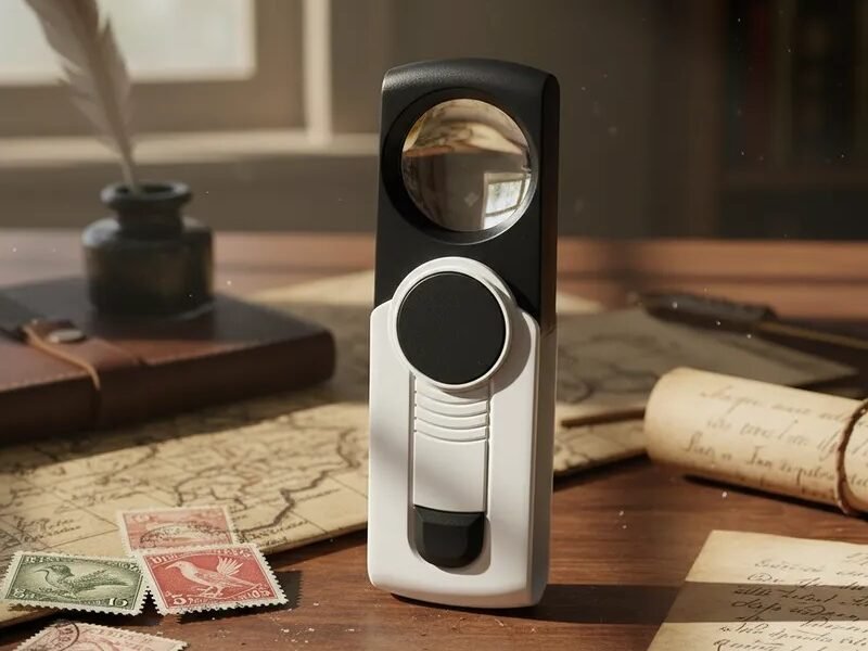 lupa de mano plegable aumento 8x con luz led codth518b