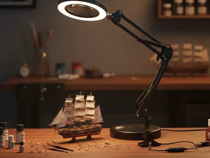 lupa de mesa con led y morsa 5x aumento codn2pcxs