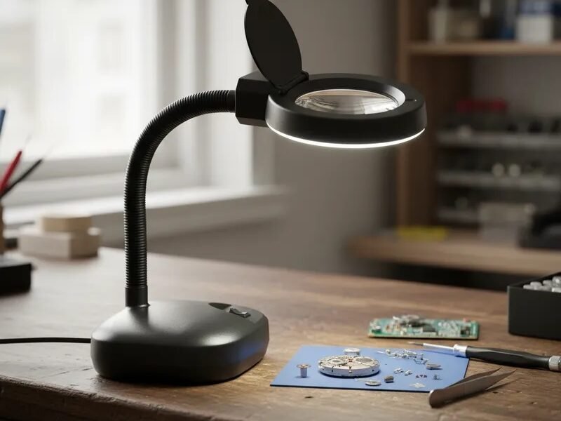 lupa de mesa con luz 12w bifocal 3x 8x codlt86d