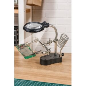 lupa de mesa con agarres para soldar + luz led modelo cod16126a lupa de mesa con agarres para soldar + luz led modelo cod16126a
