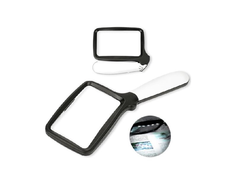 lupa rectangular con luz led 3x cod10863