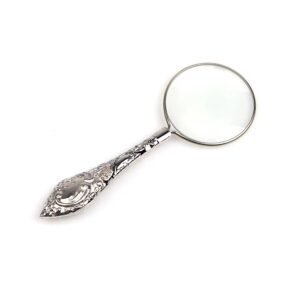 lupa metálica gris de aumento 5x