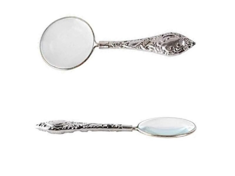 lupa metálica gris de aumento 5x